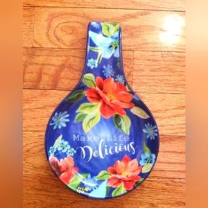 Pioneer Woman Spoon Rest Stoneware "Make Life Delicious"